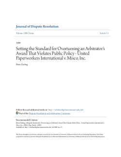 Setting the Standard for Overturning an Arbitrator`s Award That
