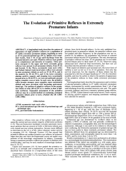 The Evolution of Primitive Reflexes in Extremely Premature