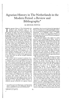 Agrarian History in The Netherlands in the Modern. Period: a