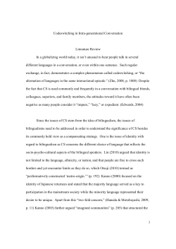1 Codeswitching in Intra-generational Conversation Literature