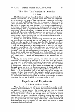 The First Turf Garden in America Experience and Experiments