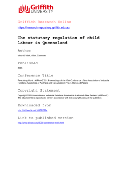The statutory regulation of child labour in Queensland