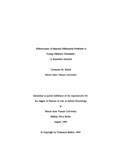 Effectiveness of Materna1 Differential Feedback to Young Children`s