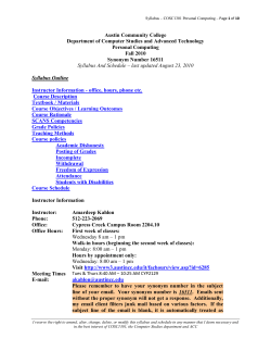 Austin Community College Department of Computer Studies and