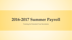 Extended Year Payroll Training