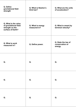 Q. Define gravitational field strength Q. What is Newton`s third law