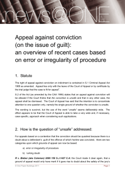 Appeal against conviction (on the issue of guilt): an overview of
