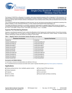 CYW20730 Single-Chip Bluetooth Transceiver for Wireless Input