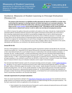 Measures of Student Learning for Principals