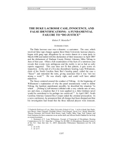 The Duke Lacrosse Case, Innocence, and False Identifications: A