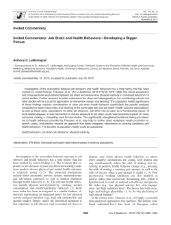 Invited Commentary Invited Commentary: Job Strain and Health