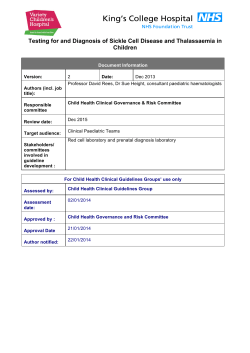Testing for and Diagnosis of Sickle Cell Disease and