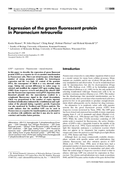 Expression of the green fluorescent protein in Paramecium tetraurelia