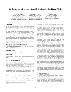 An Analysis of Information Diffusion in the Blog World