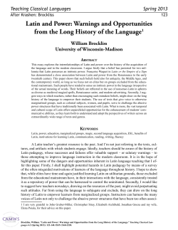 Latin and Power: Warnings and Opportunities from the Long History