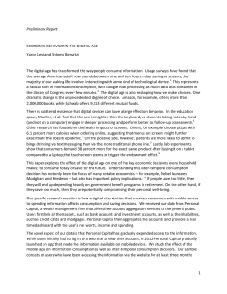 1 Preliminary Report ECONOMIC BEHAVIOR IN