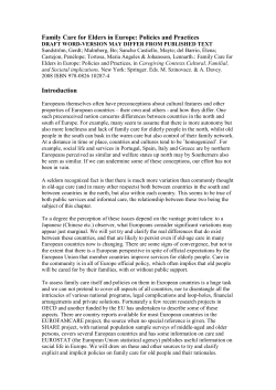 Family Care for Elders in Europe: Policies and Practices