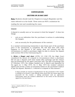 CONVEYANCING LECTURE ON 28 MAY 2007 Note: Students