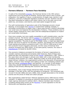 Farmers Alliance - Farmers Face Hardship