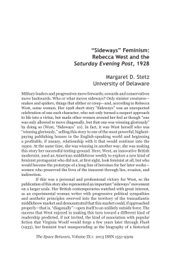 &ldquo;Sideways&rdquo; Feminism: Rebecca West and the
