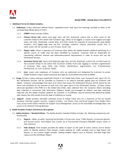 ADOBE PDM – A 1. Additional Terms for Adobe Analytics. 1.1