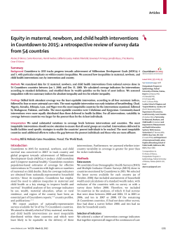 Equity in maternal, newborn, and child health interventions in