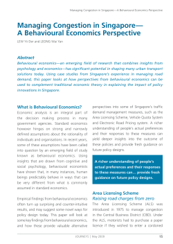 Managing Congestion in Singapore&mdash; A Behavioural Economics