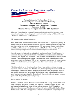 1 Written Statement of Professor Peter P. Swire Moritz College of