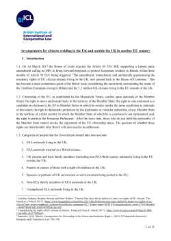 Arrangements for citizens residing in the UK and outside the