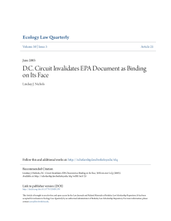 D.C. Circuit Invalidates EPA Document as Binding on Its Face