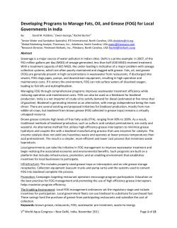 Developing Programs to Manage Fats, Oil, and Grease