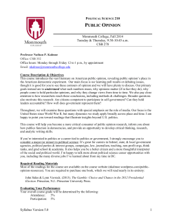 Public Opinion Syllabus - Nathan P. Kalmoe