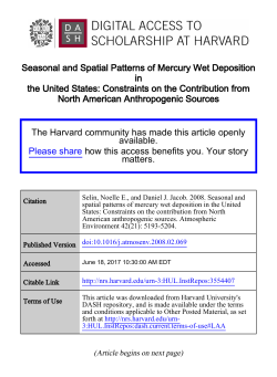 Seasonal and Spatial Patterns of Mercury Wet Deposition in the