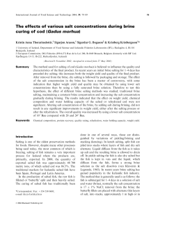 The effects of various salt concentrations during brine curing of cod
