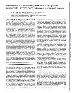 Postexercise protein-carbohydrate and carbohydrate supplements