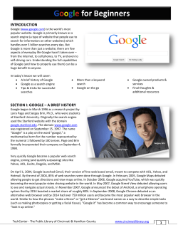 Google for Beginners - The Public Library of Cincinnati and