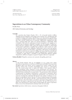 Superstitions in an Urban Contemporary Community