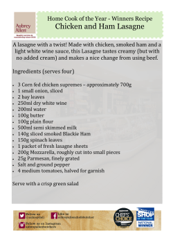 Chicken and Ham Lasagne - Aubrey Allen Leamington > Home
