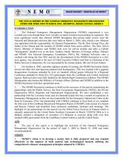 INTRODUCTION 1. The National Emergency Management
