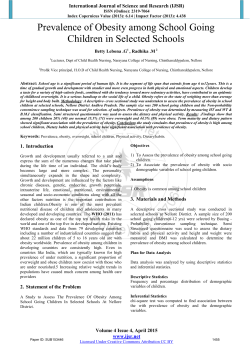 Prevalence of Obesity among School Going Children in Selected