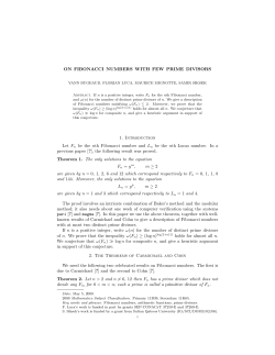 ON FIBONACCI NUMBERS WITH FEW PRIME DIVISORS 1