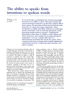The ability to speak: from intentions to spoken words
