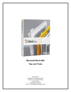 Microsoft Word 2003 Tips and Tricks