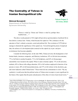 The Centrality of Tehran in Iranian Sociopolitical Life
