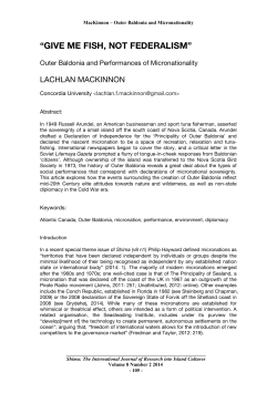 Give Me Fish, Not Federalism - Shima: The International Journal of