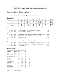 EA SPORTS Super Bowl XLVI Simulation Box Score New York