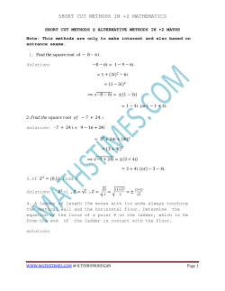 Maths short -cuts