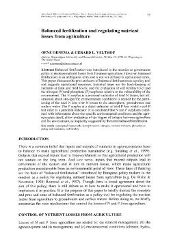 Balanced fertilization and regulating nutrient losses