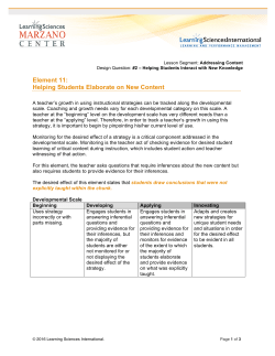 Element 11: Helping Students Elaborate on New Content