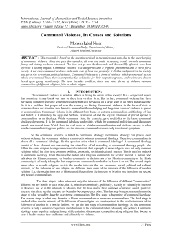 Communal Violence, Its Causes and Solutions